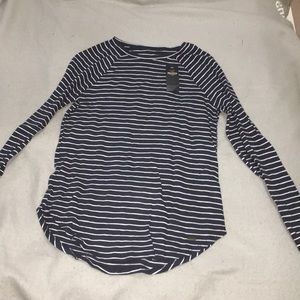 Navy and white striped shirt